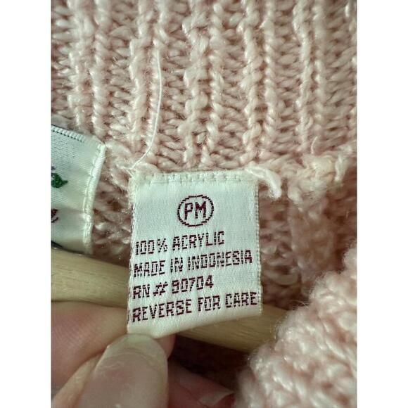 Miranda Vintage Womens Size Petite Pink Cable Knit Sweater Preppy Grandmacore - Picture 6 of 8